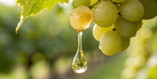 Grapeseed oil on green grapes.