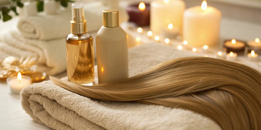 Smooth, frizz-free blonde hair after a salon treatment.