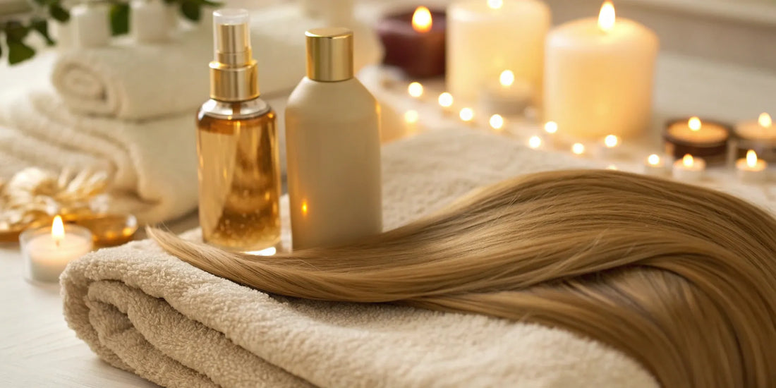 Smooth, frizz-free blonde hair after a salon treatment.