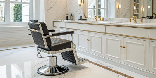 A modern salon chair ready for styling with the best all-in-one hair styler.