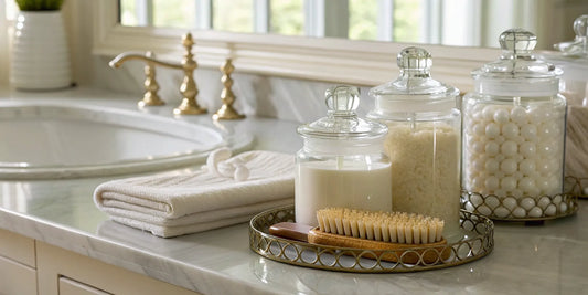Jars of the best hair styling cream for ladies, shown with styling accessories.