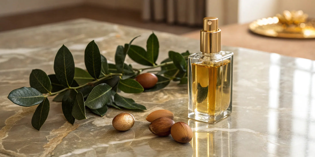 Argan oil hair treatment cream in a jar with argan nuts, a top-rated product to buy for your hair.