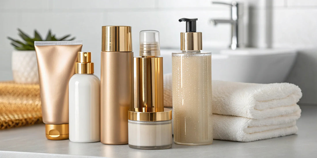 Results-driven luxury hair care products displayed in elegant bottles.