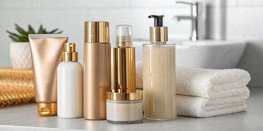 Results-driven luxury hair care products displayed in elegant bottles.