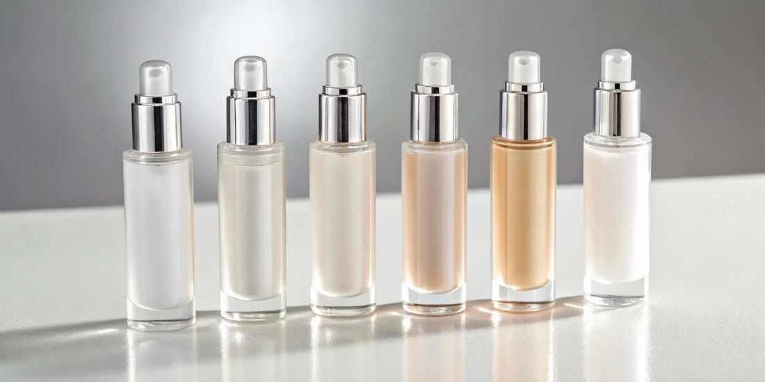 Several bottles of hair serum for achieving maximum shine.