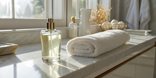 A glass bottle of the best shampoo for hair with split ends.