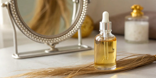 A bottle of strengthening and hydrating hair oil-in-cream for healthy hair.