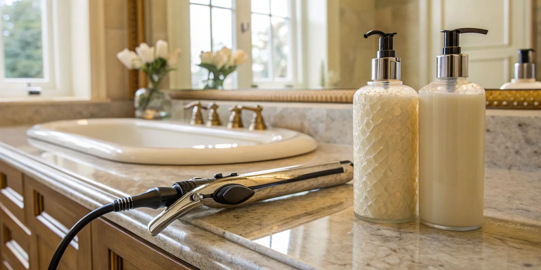 Hair products to hold curls from a curling iron.