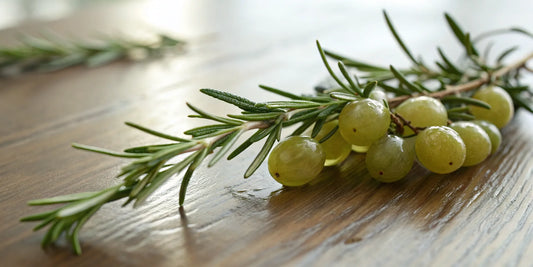Rosemary and grapes, the natural sources of rosemary and grapeseed oil for hair loss.