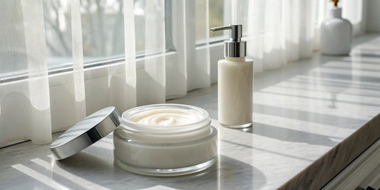 Multi-benefit hair cream in a jar and pump bottle for a simplified hair routine.