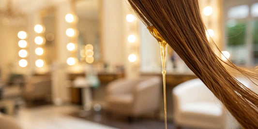 Applying argan oil styling cream to smooth and control frizzy hair.