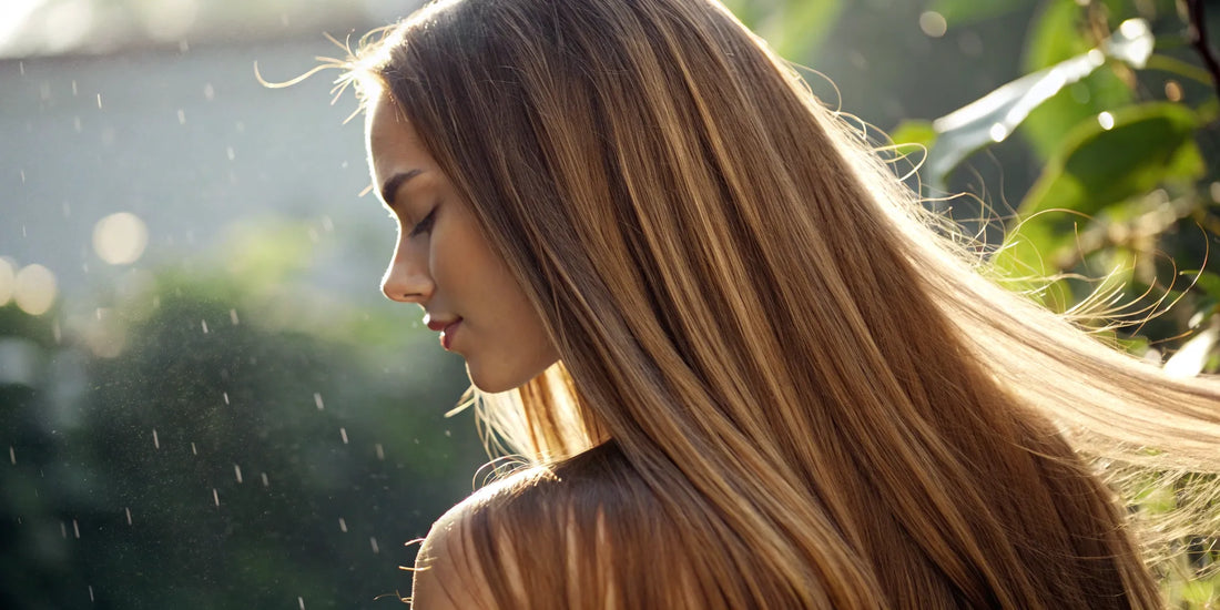 A woman with strong, healthy hair achieved with hydrolyzed collagen.