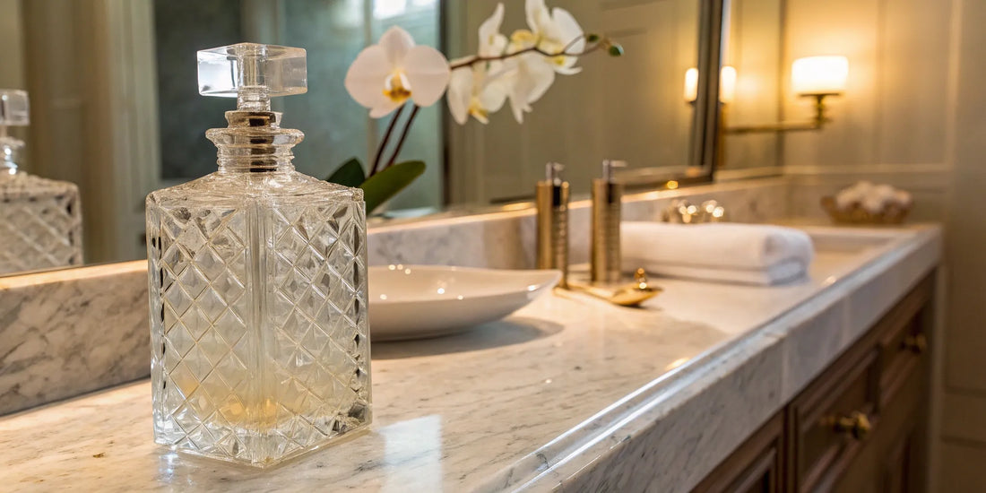 A bottle of one of the best conditioning products for curly hair next to an orchid and towel.