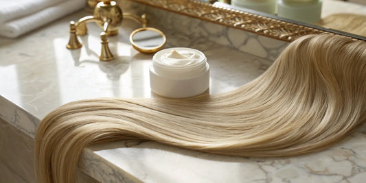 Styling cream for hair creating a smooth, shiny hairstyle free of frizz.