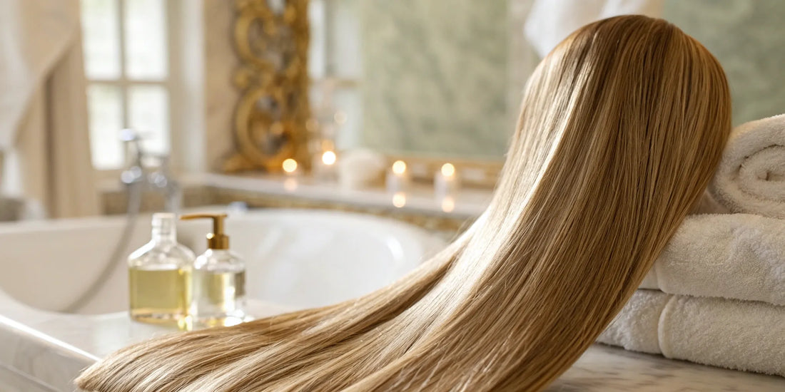 Healthy hair showing the benefits of a hydrolyzed collagen treatment.